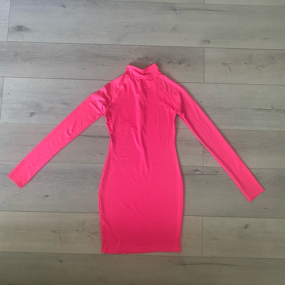 Bodycon Slim Club Outfits Zip Up Jumpsuit Dress Sexy Longsleeve Mini Fuchsia - Picture 11 of 12